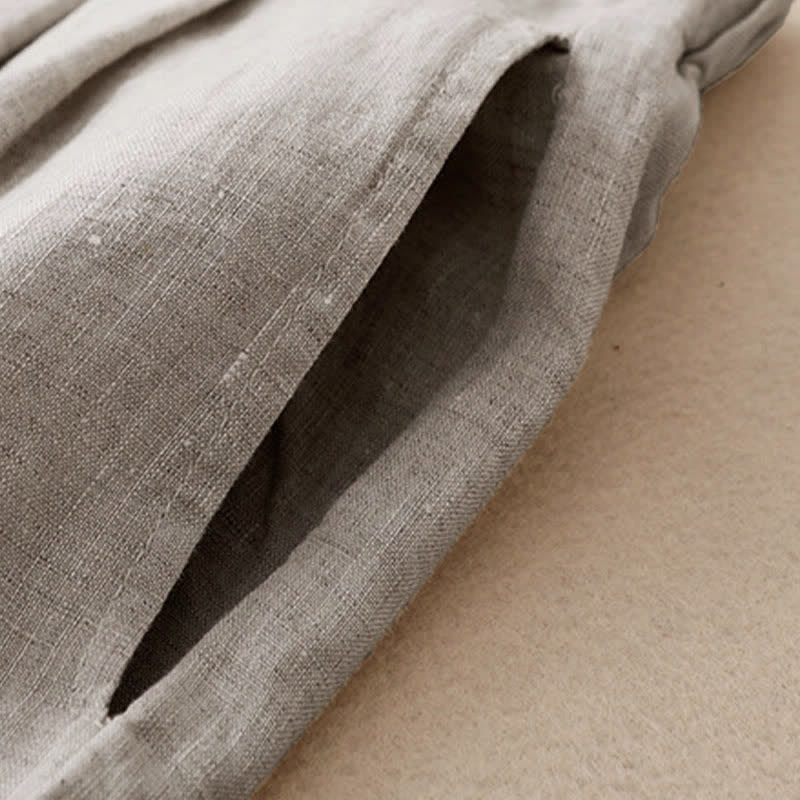 Buddha Stones Letnie, swobodne, minimalistyczne, zapinane na guziki, szerokie spodnie damskie z kieszenią do kostki - image 14