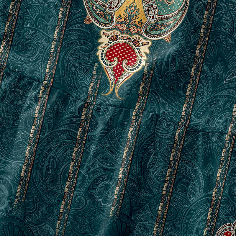 Buddha Stones Letnia, swobodna, damska sukienka midi bez rękawów z perskim wzorem paisley border i kieszeniami - image 1