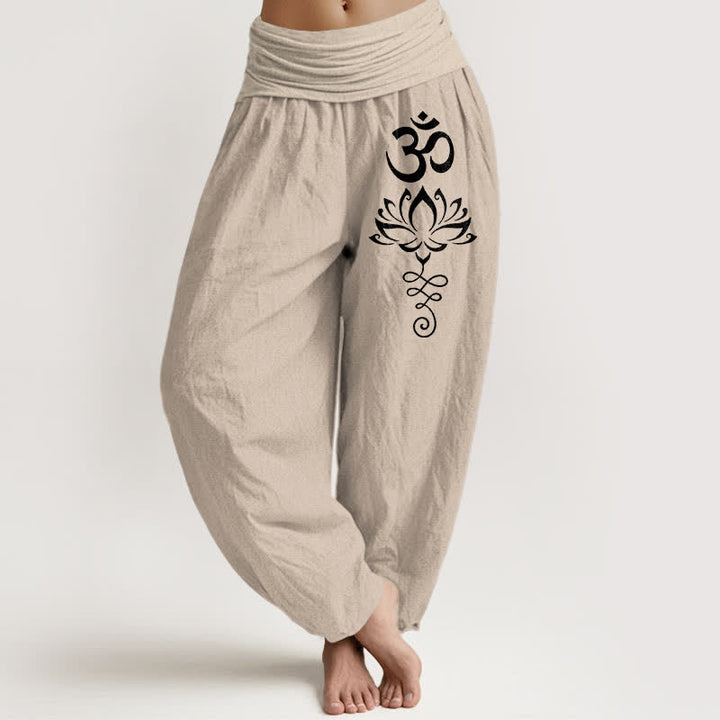 Buddha Stones Spodnie damskie harem z elastycznej talii z czystej bawełny w kolorze lotosu Om - Dębnik - US16, UK/AU20, EU48 (3XL) - image 11