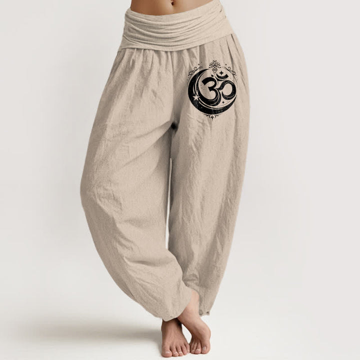 Buddha Stones Spodnie damskie haremowe z elastycznej talii z czystej bawełny w wzór Sacred Om - Dębnik - US16, UK/AU20, EU48 (3XL) - image 14