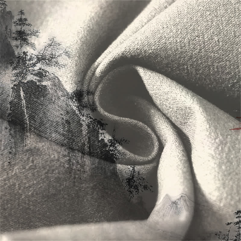 Buddha Stones Spodnie męskie zwężane, z czystej bawełny, z nadrukiem w górskie krajobrazy, ze ściągaczem i kieszeniami - image 6