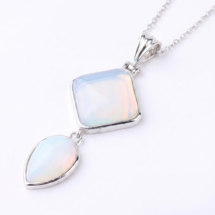 Buddha Stones Naszyjnik z podwójnym wisiorkiem i opalem z naturalnego kamienia - Opal - image 12