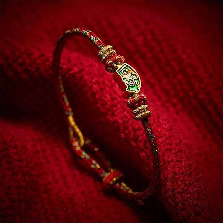Buddha Stones Bransoletka z ręcznie tkanej liny z motywem ryby Koi - image 13