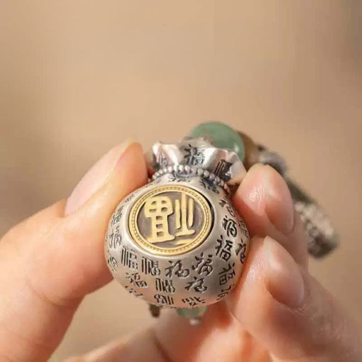 Buddha Stones Ręcznie tkana torebka z koralikami z postacią Fu Copper, z okazji błogosławieństwa - image 4