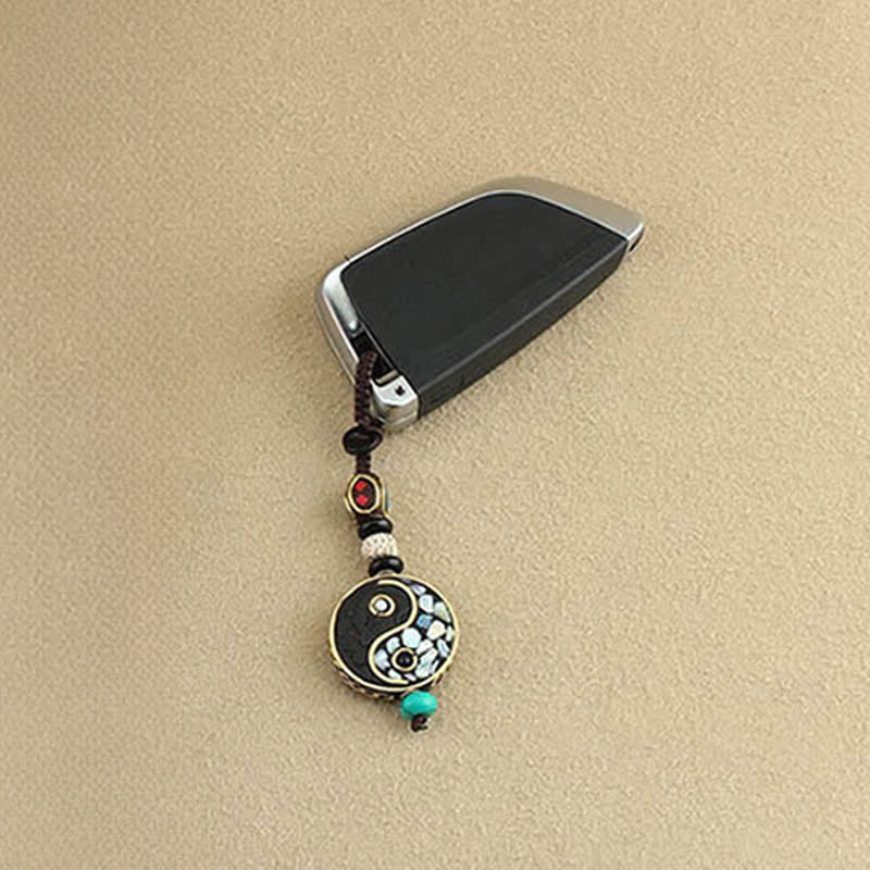 Buddha Stones Wisiorek Yin Yang z drewna wenge, breloczki do kluczy Harmony - image 3