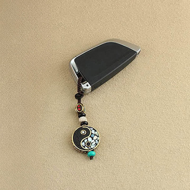 Buddha Stones Wisiorek Yin Yang z drewna wenge, breloczki do kluczy Harmony - image 3