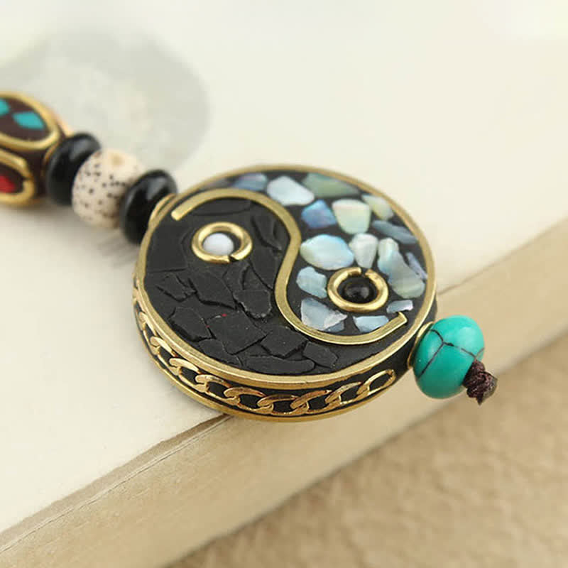 Buddha Stones Wisiorek Yin Yang z drewna wenge, breloczki do kluczy Harmony - image 4