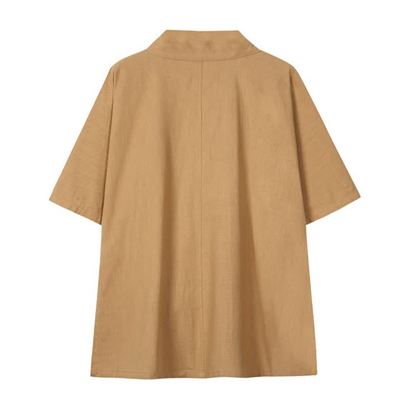 Buddha Stones Wiosenno-letnie minimalistyczne męskie kimono ze ściągaczem z litej bawełny i lnu - image 13