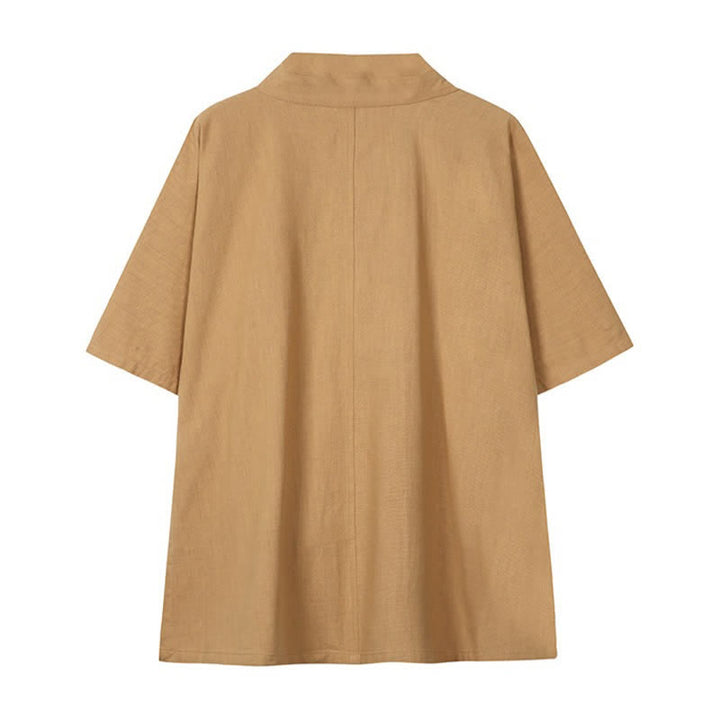 Buddha Stones Wiosenno-letnie minimalistyczne męskie kimono ze ściągaczem z litej bawełny i lnu - image 13