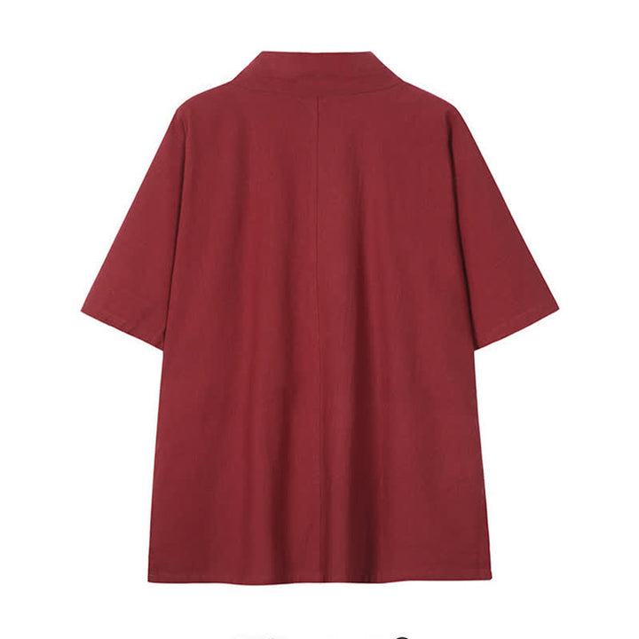 Buddha Stones Wiosenno-letnie minimalistyczne męskie kimono ze ściągaczem z litej bawełny i lnu - image 1