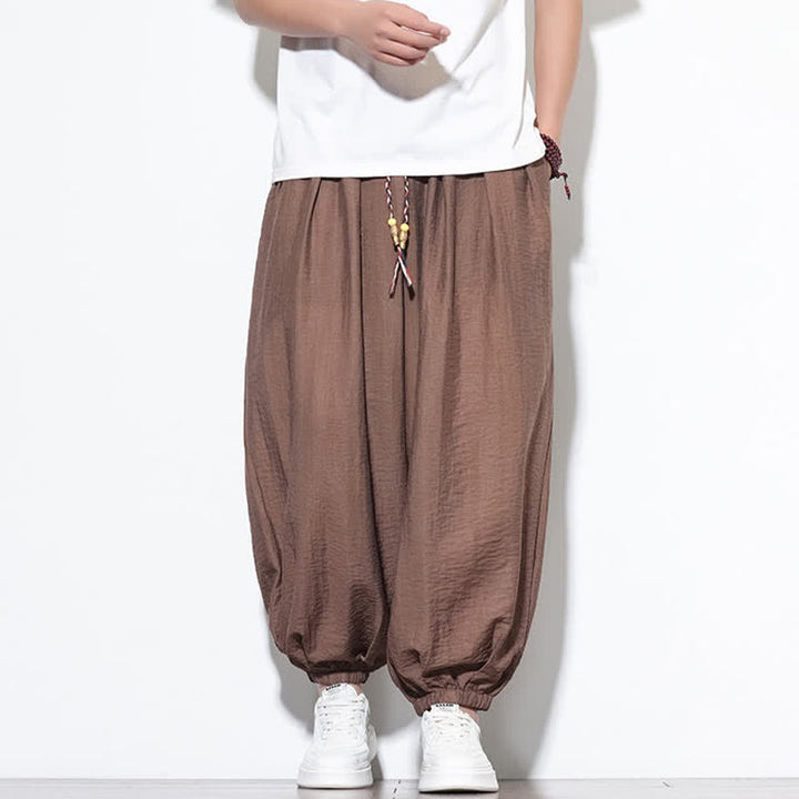 Buddha Stones Letnie, swobodne spodnie w stylu boho, ściągane sznurkiem, męskie, haremki z kieszenią - Sjena - US/UK/AU46， EU56 (5XL) - image 18
