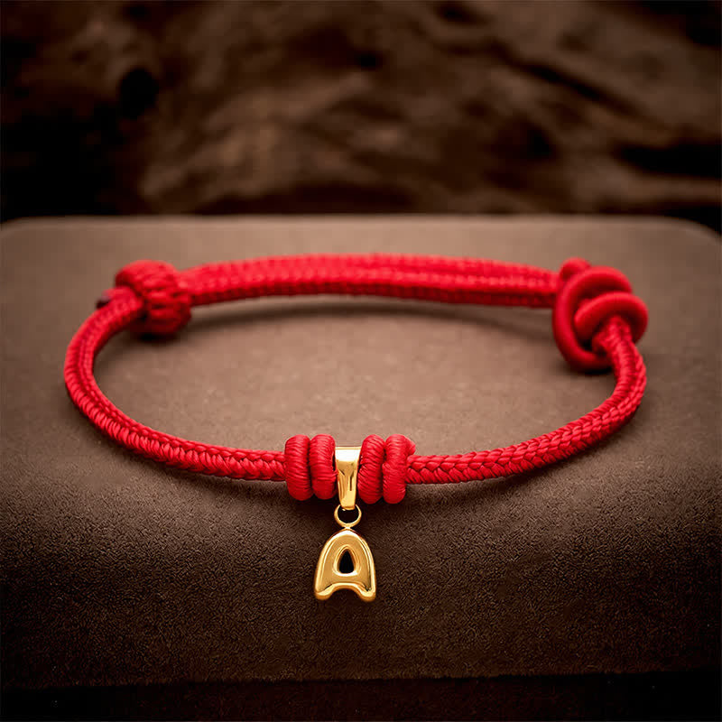 Buddha Stones Bransoletka wiary z literą ze stali tytanowej w kolorze czerwonym - image 4