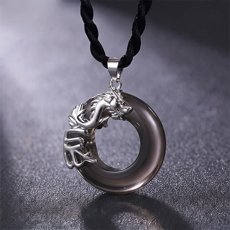 Buddha Stones Naszyjnik z wisiorkiem "Fortuna" z klamrą pokoju w chińskim znaku zodiaku - Smok - image 0