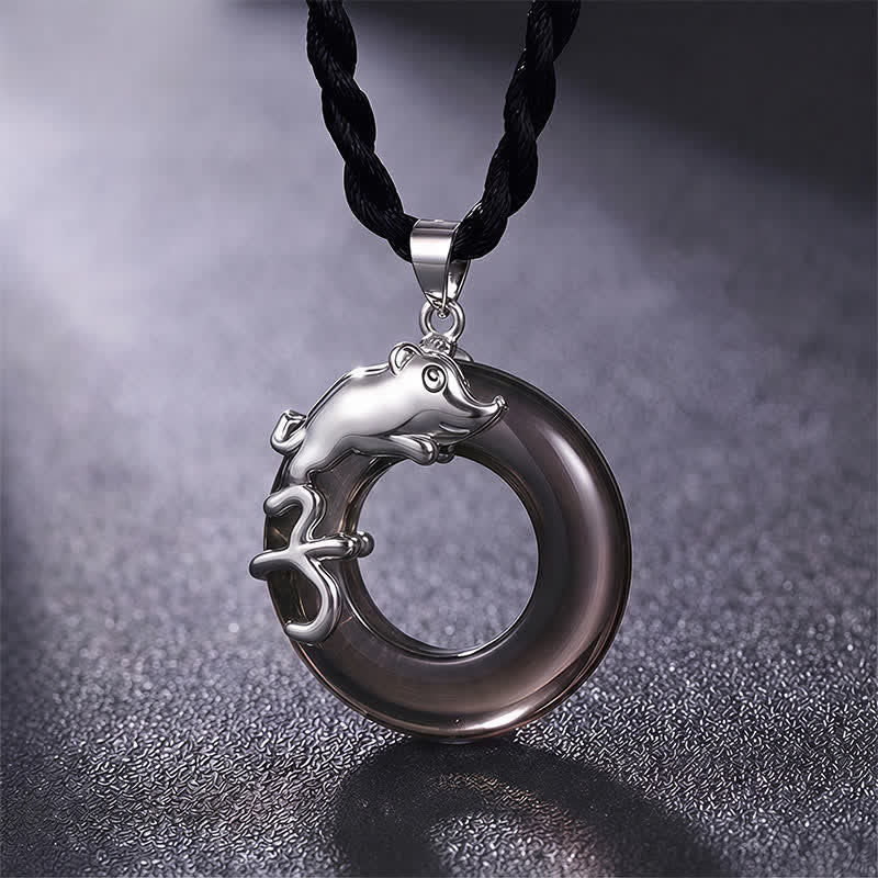Buddha Stones Naszyjnik z wisiorkiem "Fortuna" z klamrą pokoju w chińskim znaku zodiaku - Szczur - image 1