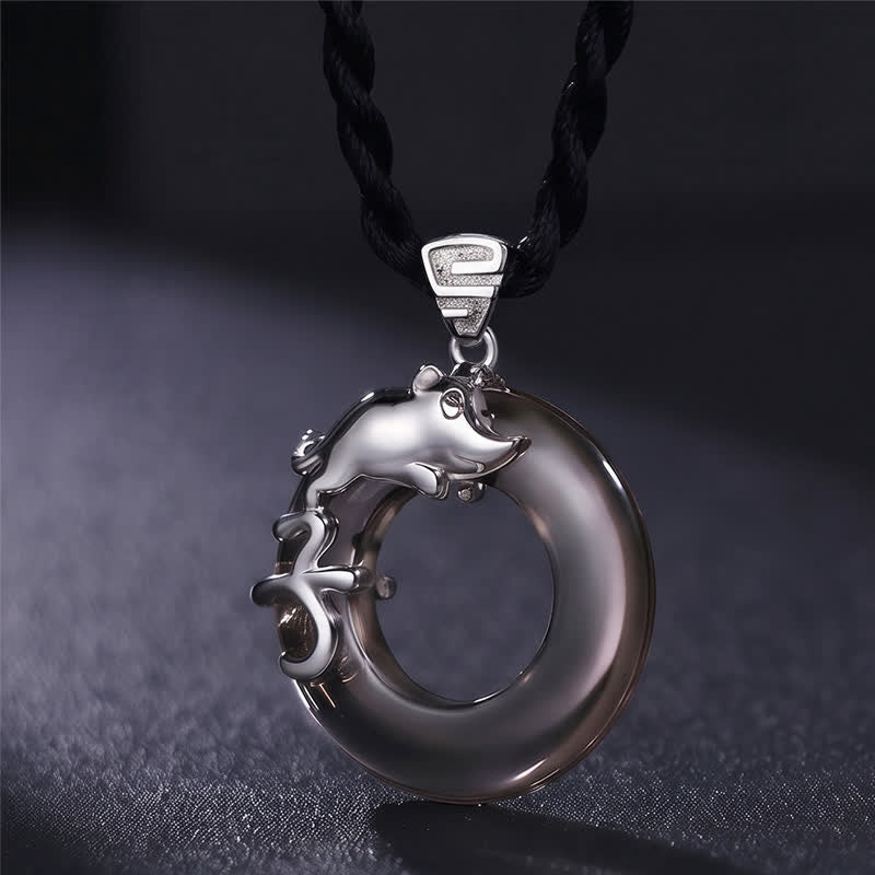 Buddha Stones Naszyjnik z wisiorkiem "Fortuna" z klamrą pokoju w chińskim znaku zodiaku - image 2