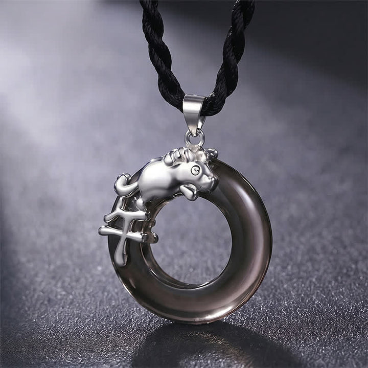 Buddha Stones Naszyjnik z wisiorkiem "Fortuna" z klamrą pokoju w chińskim znaku zodiaku - Koń - image 12
