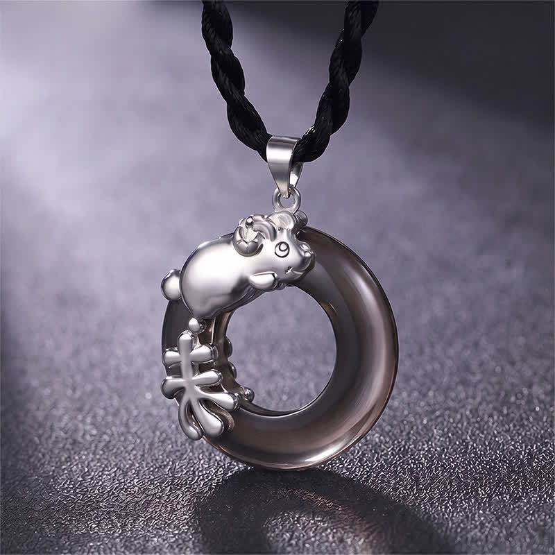 Buddha Stones Naszyjnik z wisiorkiem "Fortuna" z klamrą pokoju w chińskim znaku zodiaku - Koza - image 13