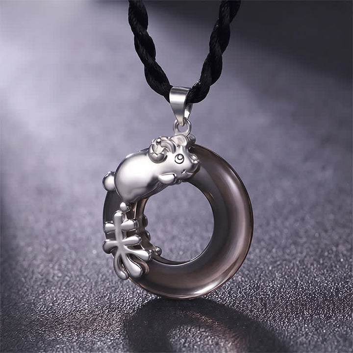 Buddha Stones Naszyjnik z wisiorkiem "Fortuna" z klamrą pokoju w chińskim znaku zodiaku - Koza - image 13