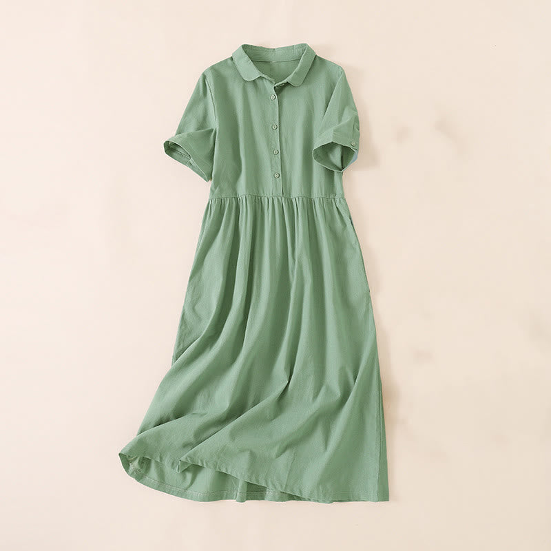 Sukienka midi z krótkim rękawem i kieszeniami, letnia, z guzikami i Buddha Stones - LightSeaGreen - US12, UK/AU16, EU44 (3XL) - image 22