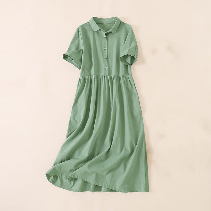 Sukienka midi z krótkim rękawem i kieszeniami, letnia, z guzikami i Buddha Stones - LightSeaGreen - US12, UK/AU16, EU44 (3XL) - image 22