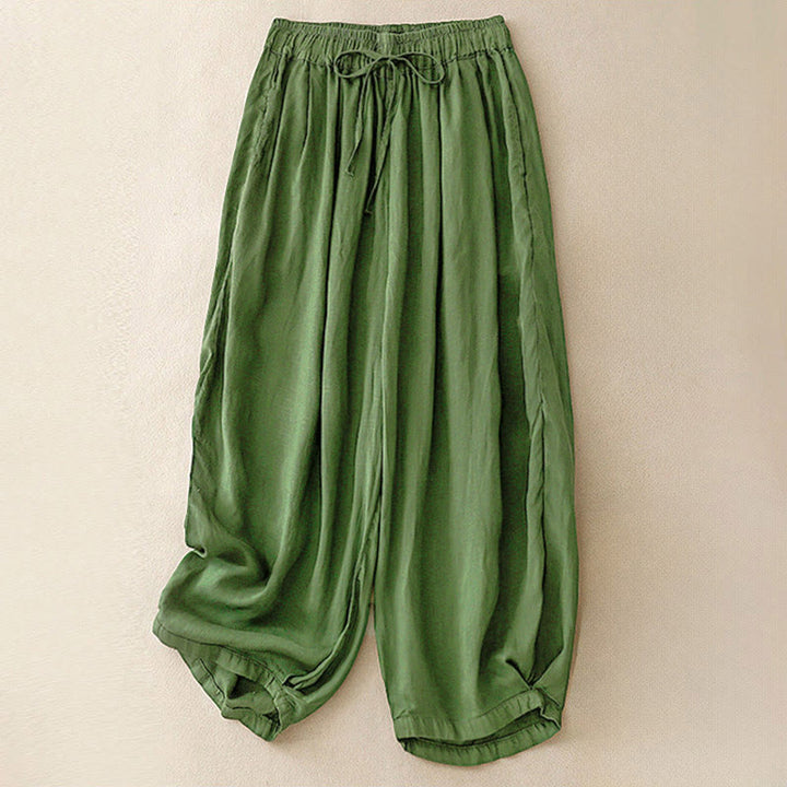 Damskie spodnie capri z kieszeniami i elastyczną talią "Buddha Stones" na lato - SeaGreen - US8-10，UK/AU12-14，EU40-42 (2XL) - image 27