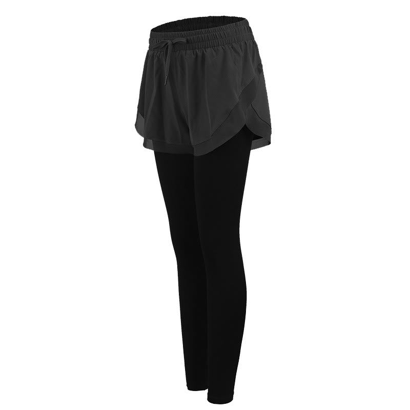 Legginsy sportowe 2 w 1 z Buddha Stones, damskie, do ćwiczeń na świeżym powietrzu, do jogi - Czarny - US8-10, UK/AU12-14, EU40-42 (XL) - image 11
