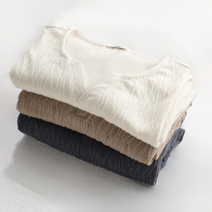 Buddha Stones Letnie, swobodne, minimalistyczne, męskie koszulki z krótkim rękawem i dekoltem w serek - image 18