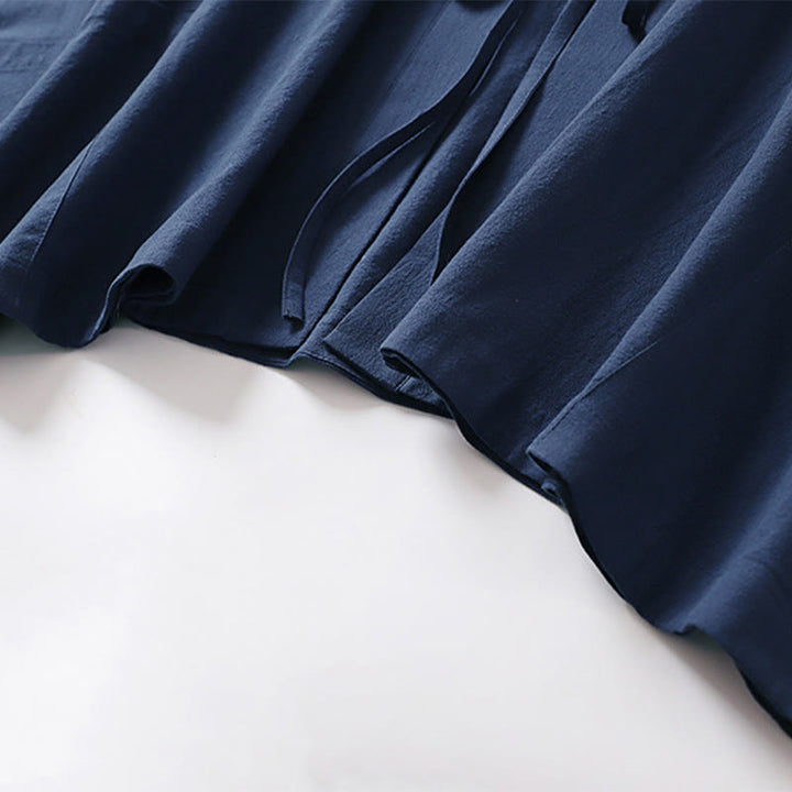 Buddha Stones Letnie, minimalistyczne, sznurowane, męskie kimono z krótkim rękawem i kieszeniami - image 10