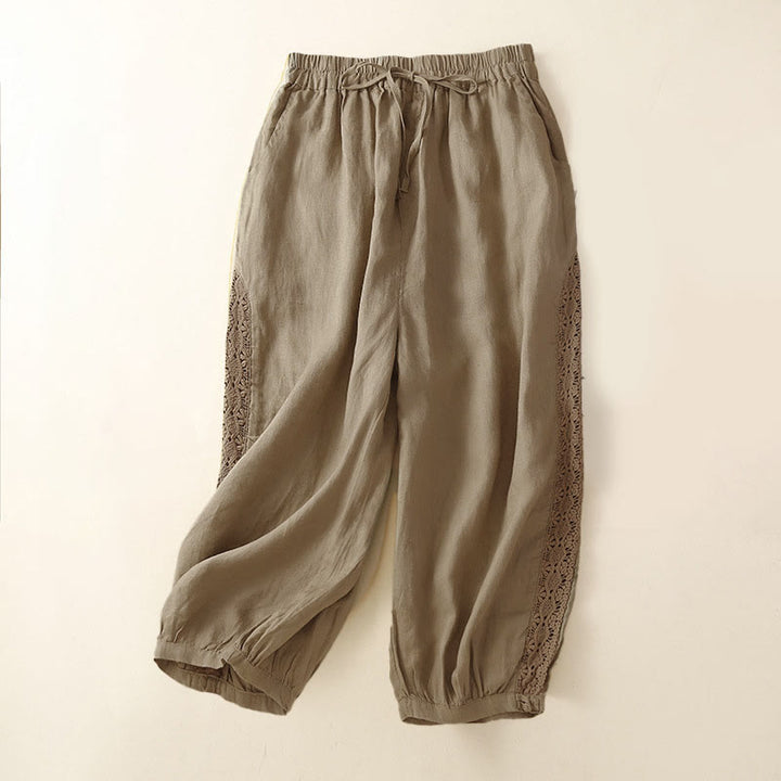 Luźne spodnie haremowe ze ściągaczem i kieszeniami w jednolitym kolorze z motywem Buddha Stones - Khaki - US8-10，UK/AU12-14，EU40-42 (2XL) - image 24