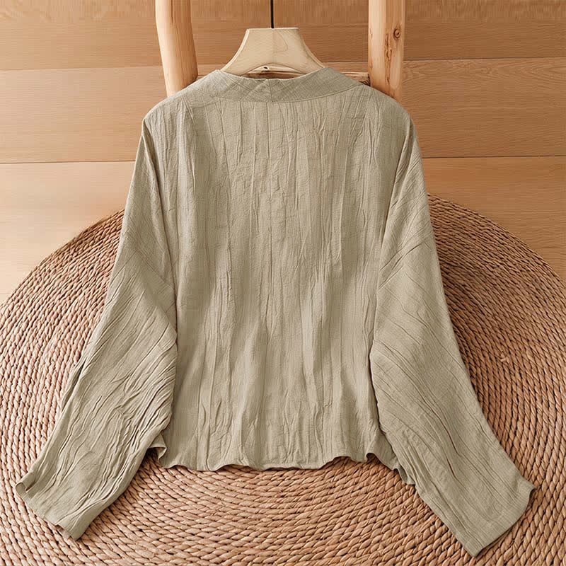 Buddha Stones Letnie, swobodne, boho, marszczone, ściągane, solidne kimono damskie - image 1