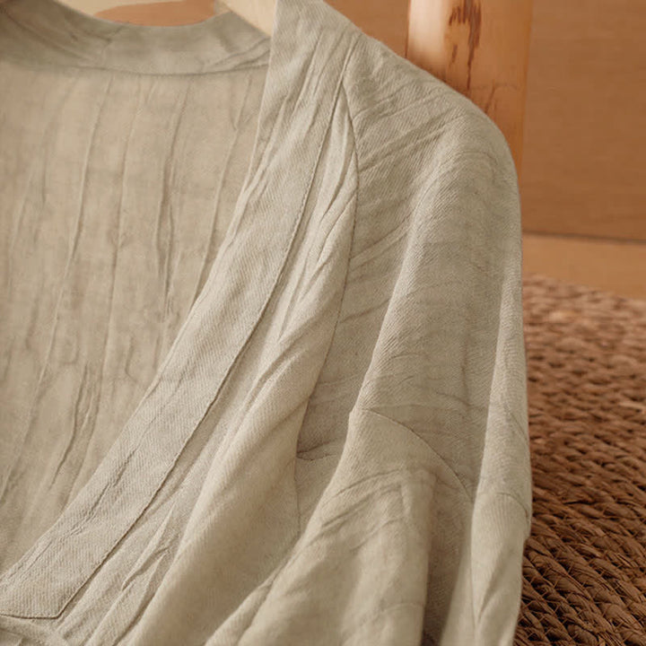 Buddha Stones Letnie, swobodne, boho, marszczone, ściągane, solidne kimono damskie - image 5