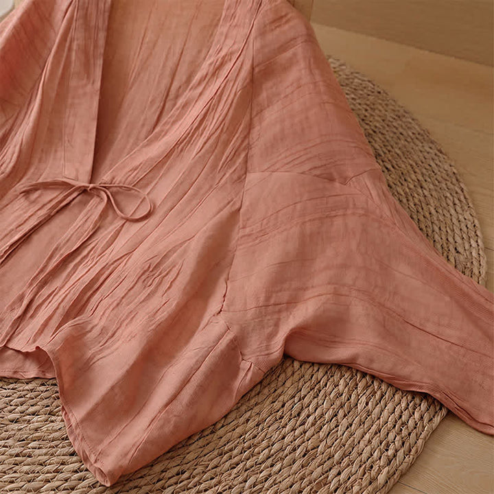 Buddha Stones Letnie, swobodne, boho, marszczone, ściągane, solidne kimono damskie - image 28
