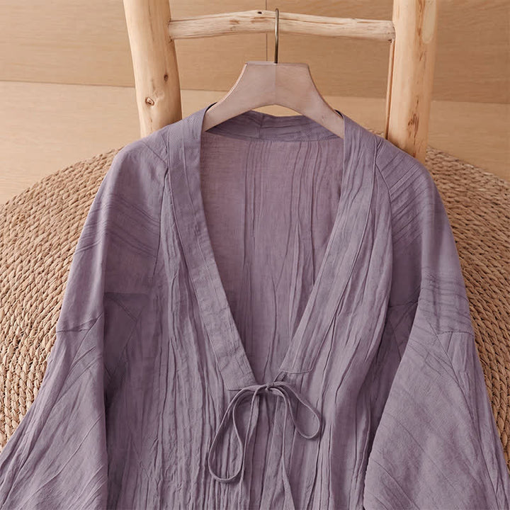 Buddha Stones Letnie, swobodne, boho, marszczone, ściągane, solidne kimono damskie - image 22