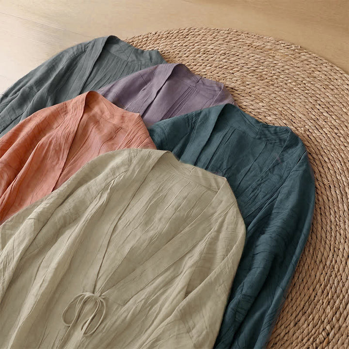 Buddha Stones Letnie, swobodne, boho, marszczone, ściągane, solidne kimono damskie - image 39