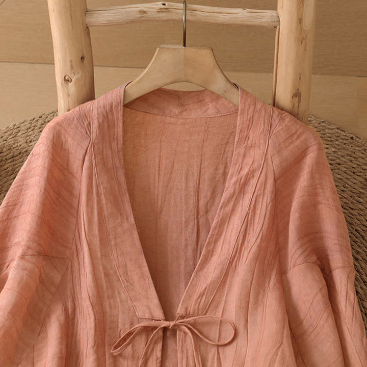 Buddha Stones Letnie, swobodne, boho, marszczone, ściągane, solidne kimono damskie - image 27
