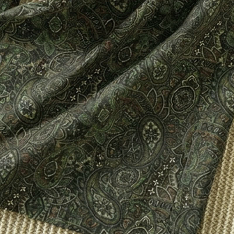 Buddha Stones Spodnie damskie z szerokimi nogawkami i kieszeniami, wiosenno-letnie, boho, ze ściągaczem, zielone, abstrakcyjne - image 10