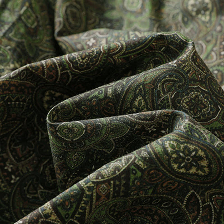Buddha Stones Spodnie damskie z szerokimi nogawkami i kieszeniami, wiosenno-letnie, boho, ze ściągaczem, zielone, abstrakcyjne - image 11