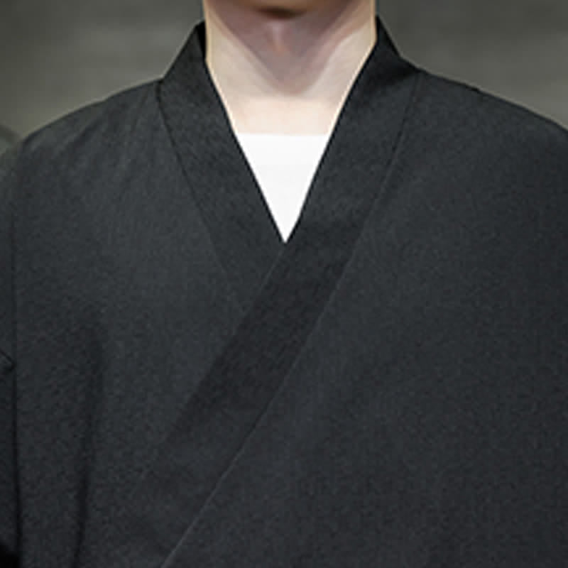 Buddha Stones Letnie kimono męskie w minimalistycznym stylu Tang z ściągaczem i bambusowym, solidnym rękawem o długości 3/4 - image 18