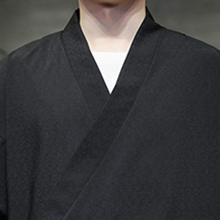Buddha Stones Letnie kimono męskie w minimalistycznym stylu Tang z ściągaczem i bambusowym, solidnym rękawem o długości 3/4 - image 18