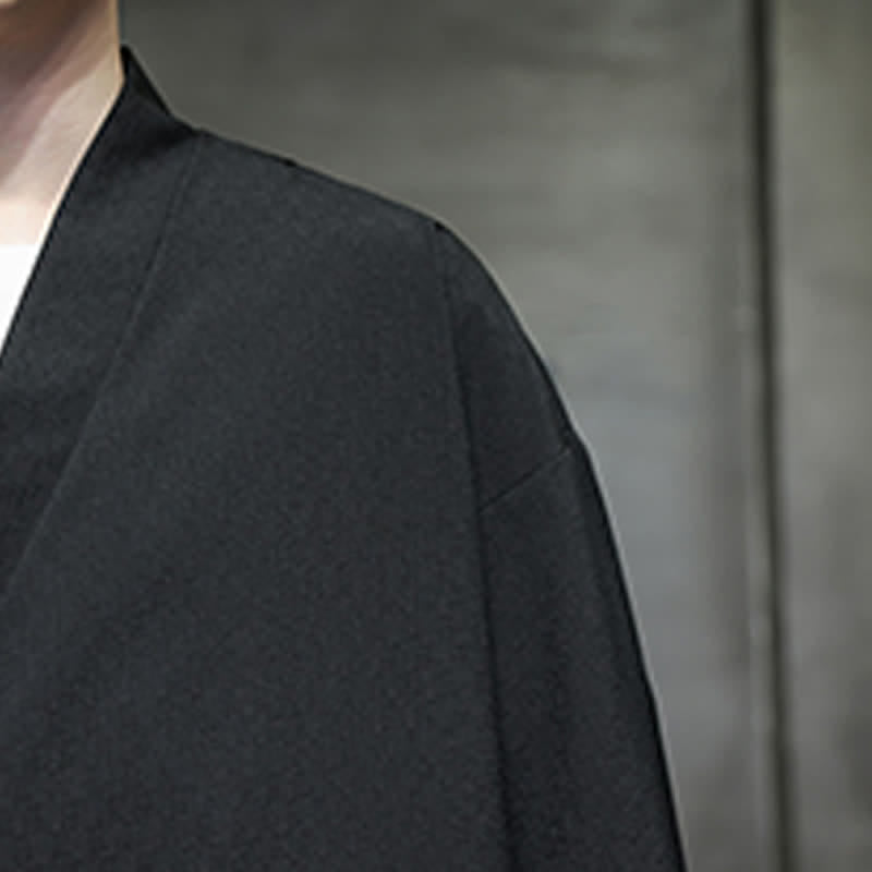 Buddha Stones Letnie kimono męskie w minimalistycznym stylu Tang z ściągaczem i bambusowym, solidnym rękawem o długości 3/4 - image 19
