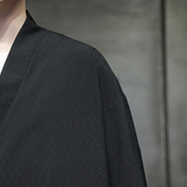 Buddha Stones Letnie kimono męskie w minimalistycznym stylu Tang z ściągaczem i bambusowym, solidnym rękawem o długości 3/4 - image 19