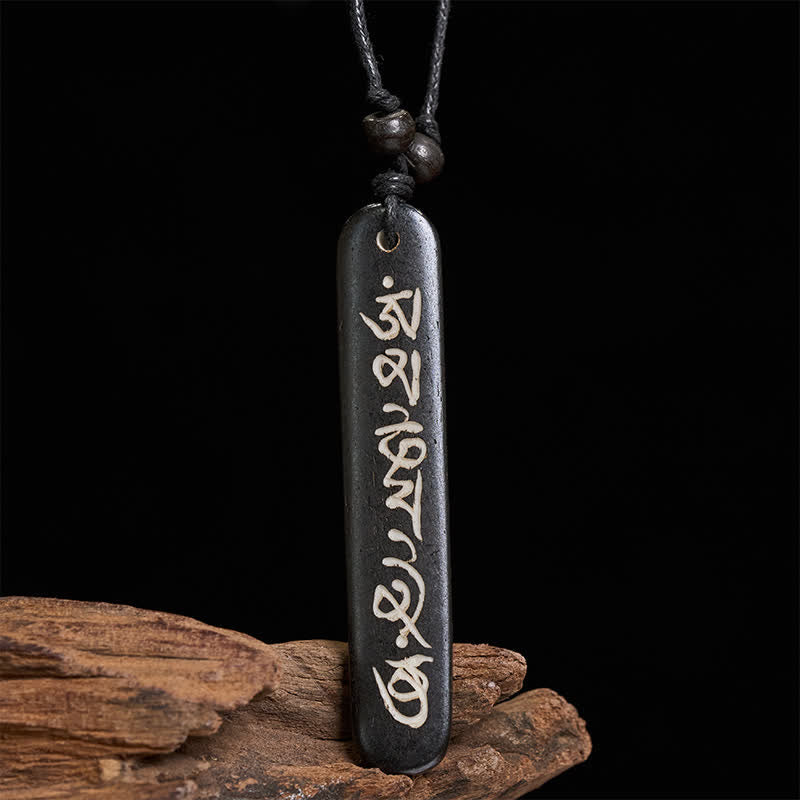 Buddha Stones Ręcznie rzeźbiony naszyjnik z koralików kostnych Om Mani Padme Hum Peace - image 4