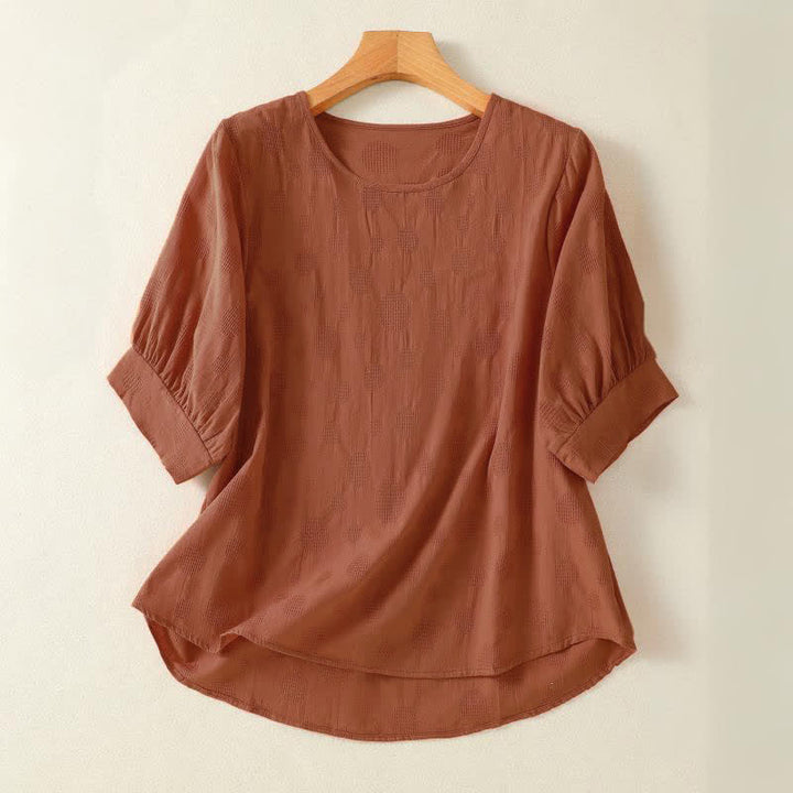 Damska luźna koszulka z krótkim rękawem i okrągłym dekoltem z motywem Buddha Stones - Ciemnopomarańczowy - US8-10，UK/AU12-14，EU40-42 (2XL) - image 7