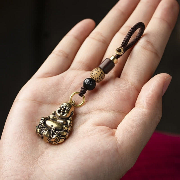 Buddha Stones Mosiężne plecione breloki z motywem Śmiejącego się Buddy, zapewniającego szczęście - image 2