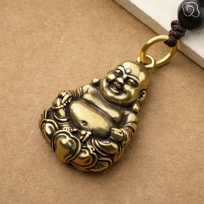 Buddha Stones Mosiężne plecione breloki z motywem Śmiejącego się Buddy, zapewniającego szczęście - image 3