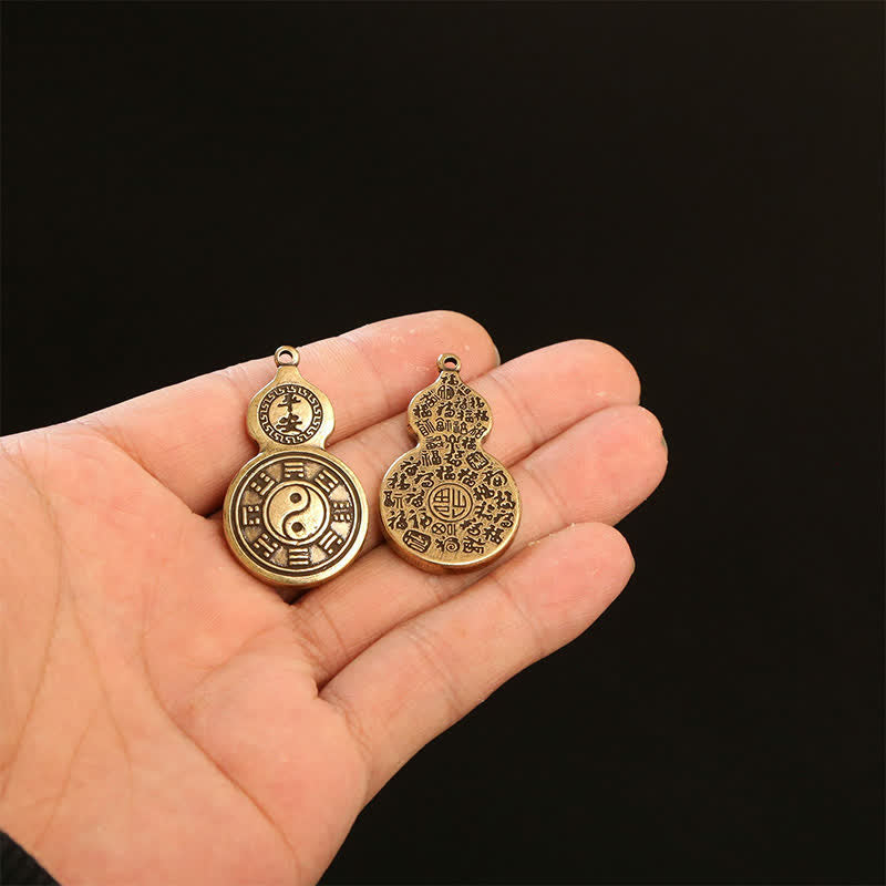 Buddha Stones Mosiężna tykwa Bagua Pi Xiu, wisiorek z pięcioma monetami cesarza, amulet ochronny, brelok - image 15