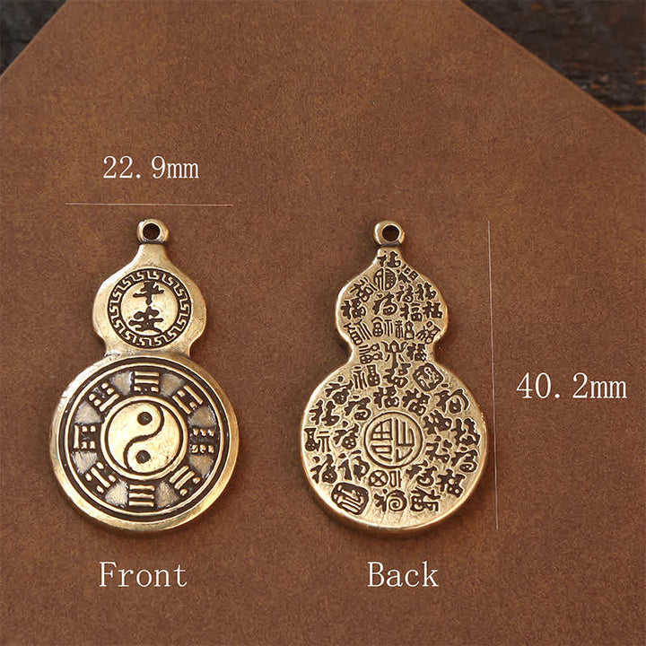 Buddha Stones Mosiężna tykwa Bagua Pi Xiu, wisiorek z pięcioma monetami cesarza, amulet ochronny, brelok - image 16