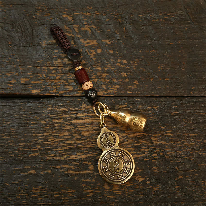 Buddha Stones Mosiężna tykwa Bagua Pi Xiu, wisiorek z pięcioma monetami cesarza, amulet ochronny, brelok - Dwa modele tykw bagua - image 3