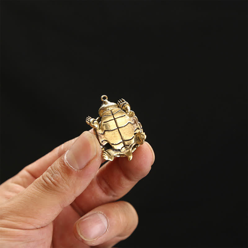 Buddha Stones Breloczki z mosiądzu z zawieszką „Żółw” z motywem dobrobytu - image 12