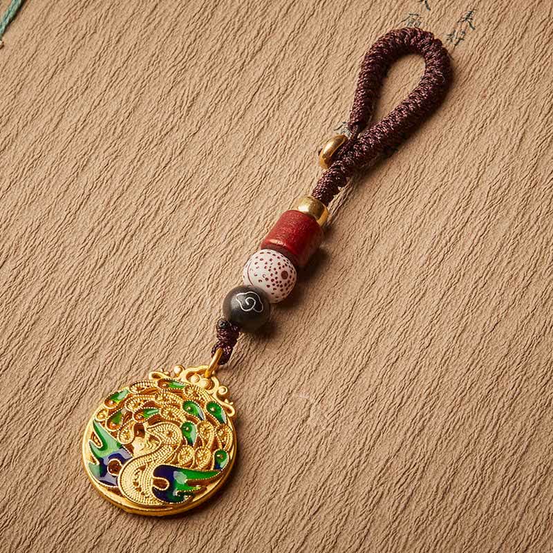 Buddha Stones Breloczki z miedzianymi zawieszkami w kształcie pawia Fu - image 2